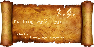 Kolling Gyöngyi névjegykártya
